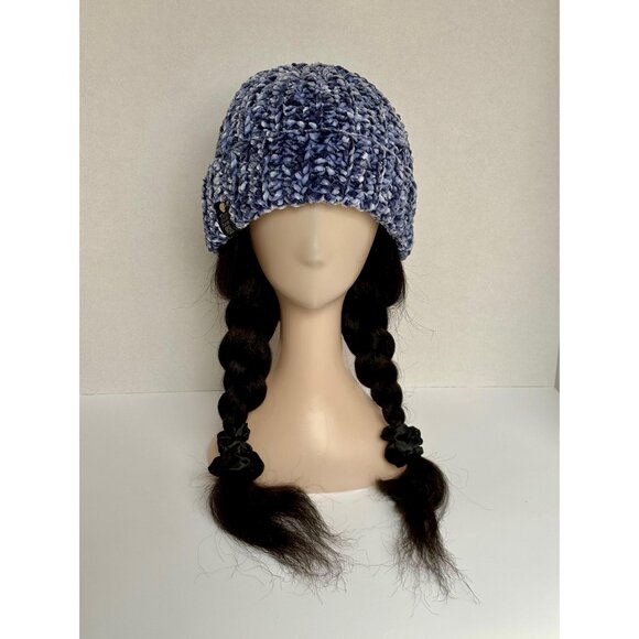 Blue Velvet Beanie - Handmade Winter Hat - - Picture 2 of 8